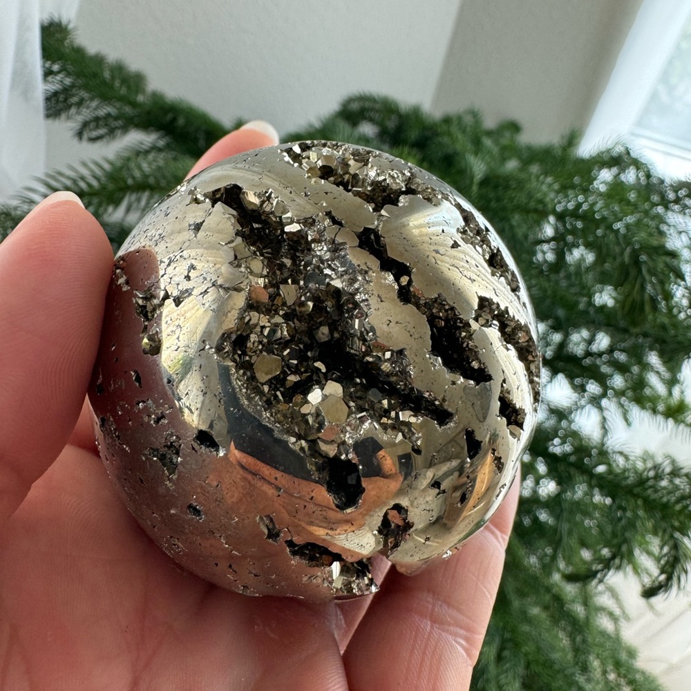 Peruvian Pyrite Sphere Fool’s Gold Druzy Crystal
